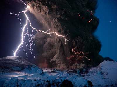 Volcano and Lightning